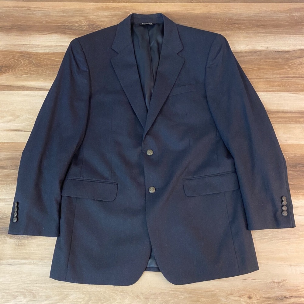 Jos. A. Bank Blazer 42L Sport Coat Wool Cashmere Two Button Navy Blue Classic